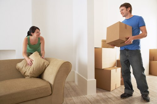 Packing and labelling office items before a relocation